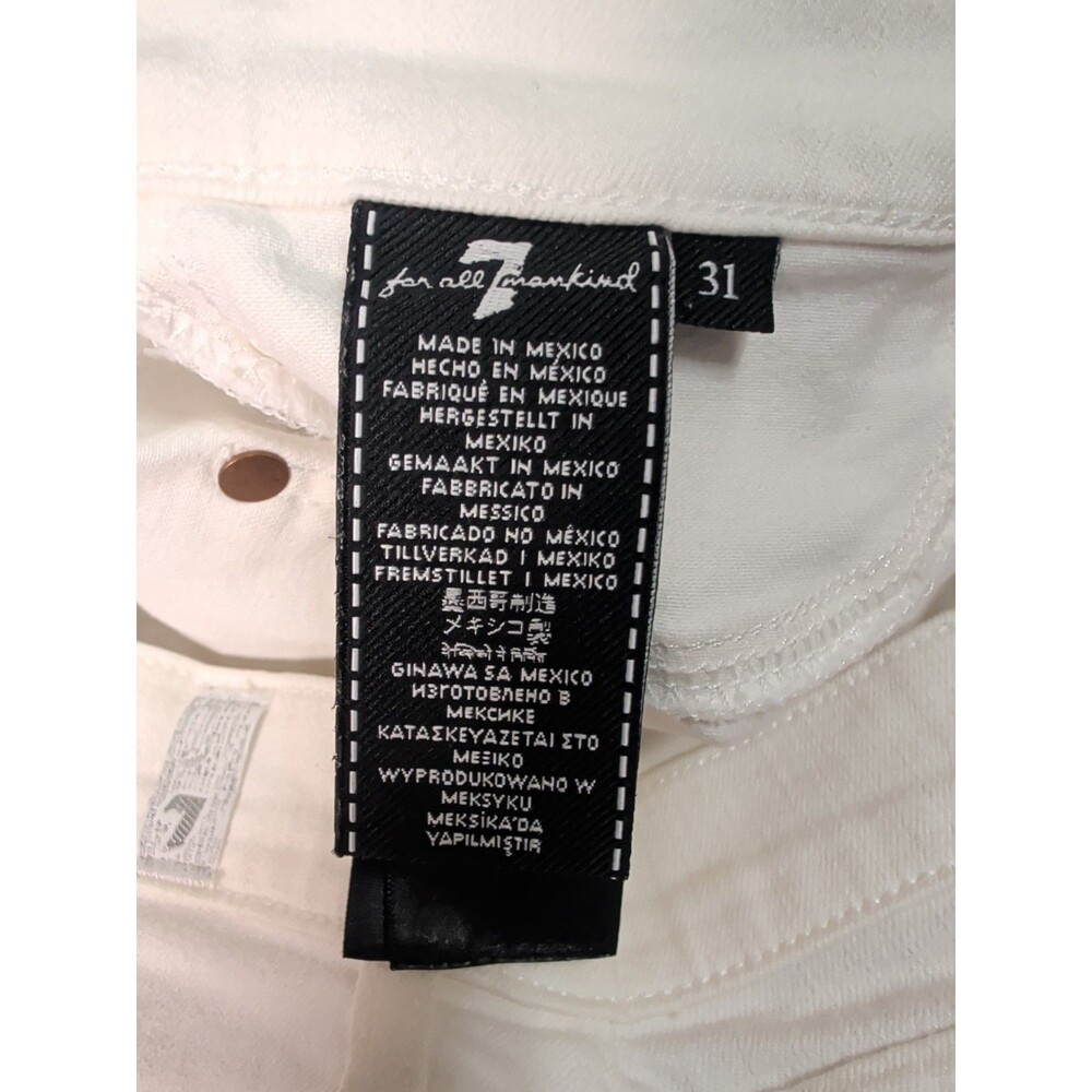 7 For All Mankind Cropped Jeans White Raw Hem Boho Minimalist Size 31 - Picture 6 of 9